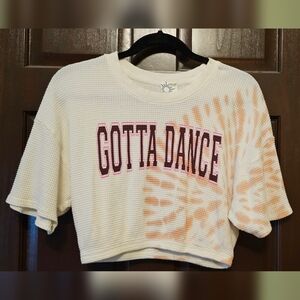 Offline by Aerie waffle pattern crop top, XS, cream with tan print